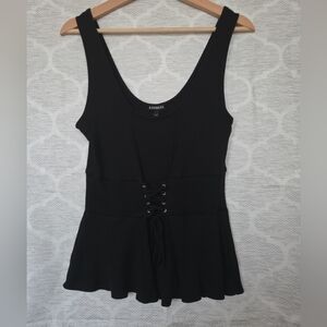 Express Black Sleeveless Bustier Peplum Top Size L